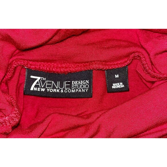 NWT NY & Co 7th Avenue Red 3/4 sleeve cold shoulder Ruched pullover top sz M - Picture 5 of 6